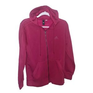 ADIDAS MENS Small Zipper Jacket Hoodie Burgandy